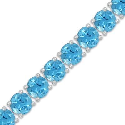 5.0mm Swiss Blue Topaz Tennis Bracelet in Sterling Silver - 7.5"