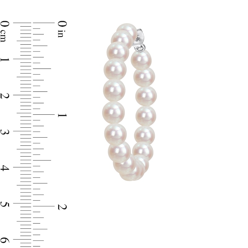 Main Image 3 of 6.0-6.5mm Freshwater Cultured Pearl Hoop Earrings in Sterling Silver