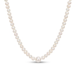 5.0-10.0mm Freshwater Cultured Pearl Station Endless Strand Necklace-100&quot;