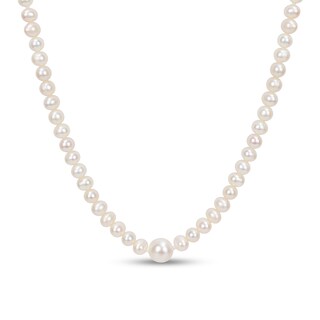 5.0-10.0mm Freshwater Cultured Pearl Station Endless Strand Necklace-100"