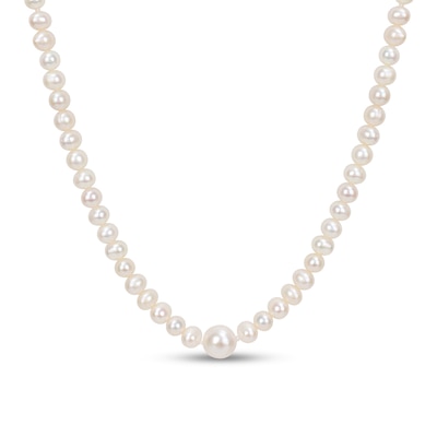 5.0-10.0mm Freshwater Cultured Pearl Station Endless Strand Necklace-100"