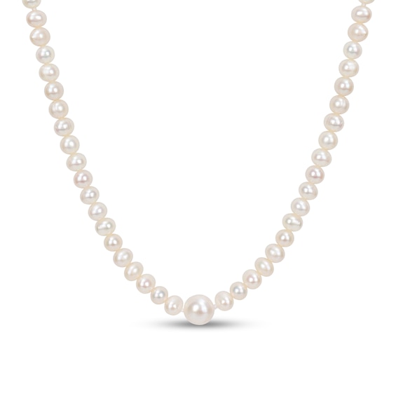 5.0-10.0mm Freshwater Cultured Pearl Station Endless Strand Necklace-100"