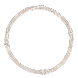 5.0-10.0mm Freshwater Cultured Pearl Station Endless Strand Necklace-100"