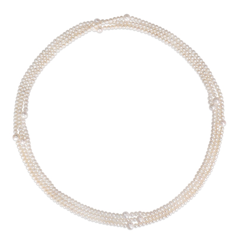5.0-10.0mm Freshwater Cultured Pearl Station Endless Strand Necklace-100"|Peoples Jewellers