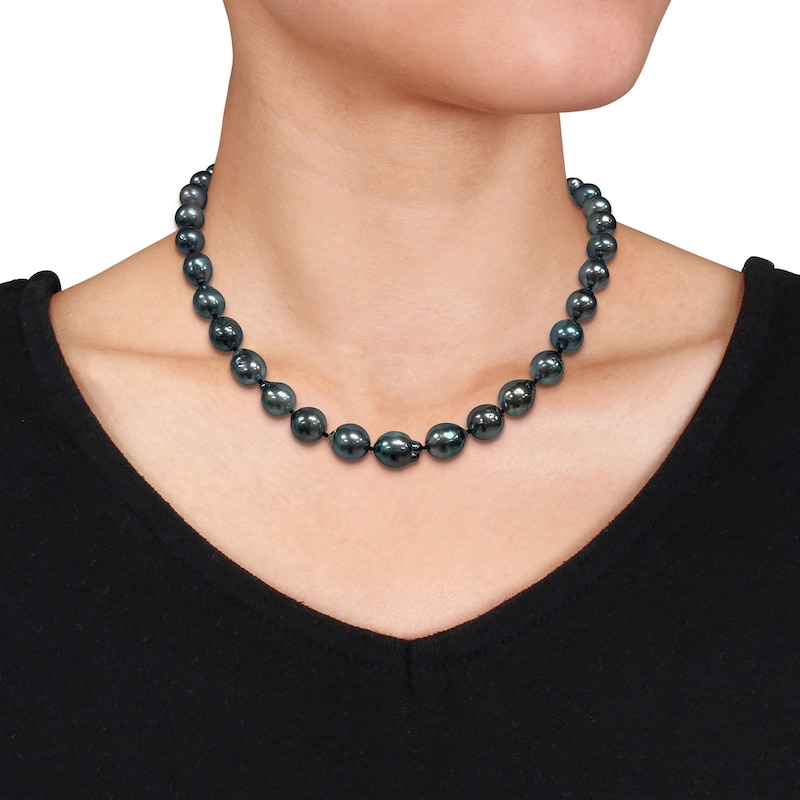 Peoples 8.0-10.0mm Black Cultured Tahitian Pearl Strand Necklace with Ball