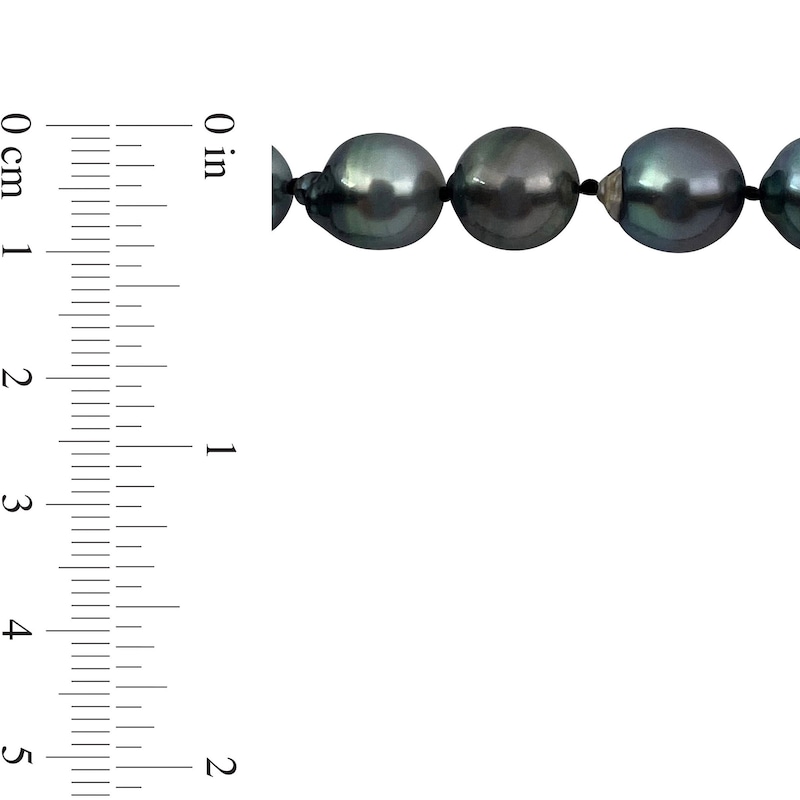 8.0-10.0mm Black Tahitian Cultured Pearl Strand Necklace with Ball Clasp in Sterling Silver|Peoples Jewellers