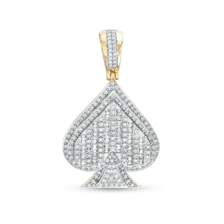 Men's 1.00 CT. T.W. Diamond Spade Necklace Charm in 10K Gold