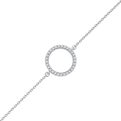 0.11 CT. T.W. Diamond Lined Circle Bracelet in 10K Gold