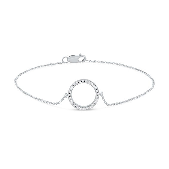 0.11 CT. T.W. Diamond Lined Circle Bracelet in 10K Gold