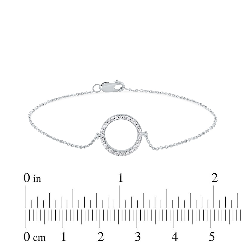 0.11 CT. T.W. Diamond Lined Circle Bracelet in 10K White Gold - 7.25"