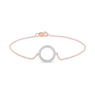 0.11 CT. T.W. Diamond Lined Circle Bracelet in 10K Rose Gold - 7.25"