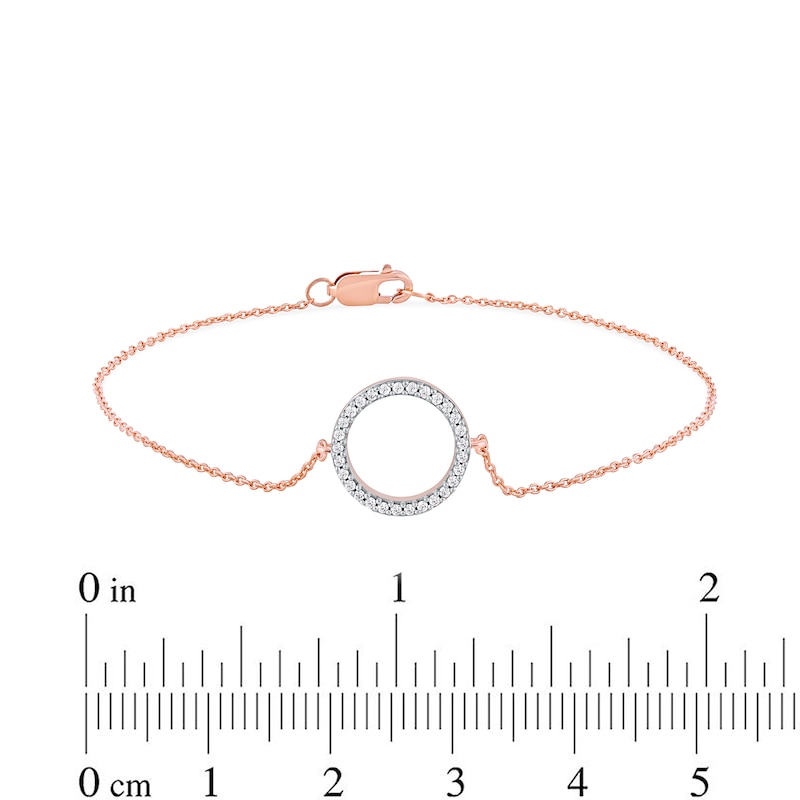0.11 CT. T.W. Diamond Lined Circle Bracelet in 10K Rose Gold - 7.25"|Peoples Jewellers