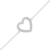 Thumbnail Image 0 of 0.12 CT. T.W. Diamond Lined Heart Bracelet in 10K White Gold - 7.25"