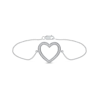 0.12 CT. T.W. Diamond Lined Heart Bracelet in 10K Gold