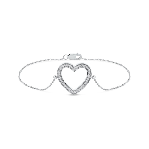 0.12 CT. T.W. Diamond Lined Heart Bracelet in 10K Gold