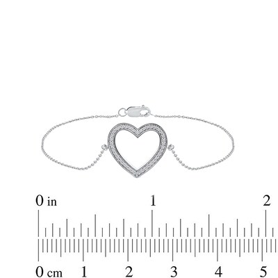 0.12 CT. T.W. Diamond Lined Heart Bracelet in 10K Gold