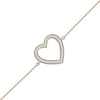 Thumbnail Image 0 of 0.12 CT. T.W. Diamond Lined Heart Bracelet in 10K Gold - 7.25"