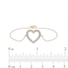 Thumbnail Image 3 of 0.12 CT. T.W. Diamond Lined Heart Bracelet in 10K Gold - 7.25"