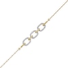 Thumbnail Image 1 of 0.12 CT. T.W. Diamond Triple Oval Link Bracelet in 10K Gold - 7.25&quot;