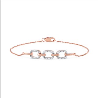 0.12 CT. T.W. Diamond Triple Oval Link Bracelet in 10K Rose Gold - 7.25"