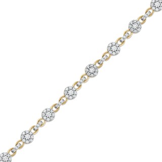 1.50 CT. T.W. Multi-Diamond Alternating Link Line Bracelet in 10K Gold