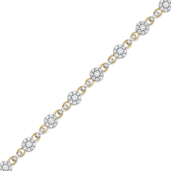 1.50 CT. T.W. Multi-Diamond Alternating Link Line Bracelet in 10K Gold