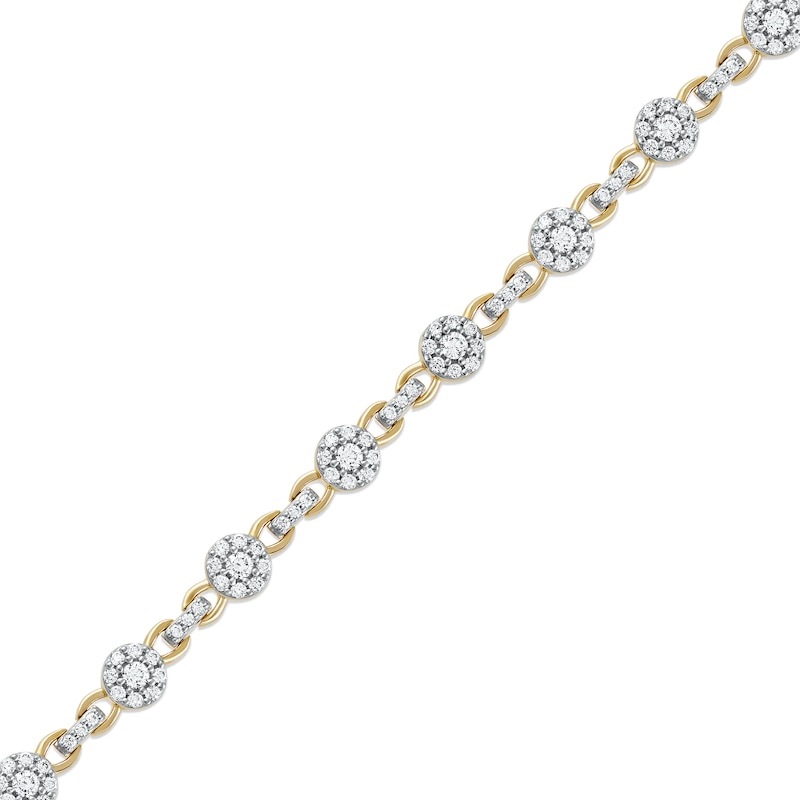 1.50 CT. T.W. Multi-Diamond Alternating Link Line Bracelet in 10K Gold - 7.25"