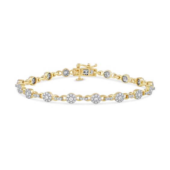 1.50 CT. T.W. Multi-Diamond Alternating Link Line Bracelet in 10K Gold