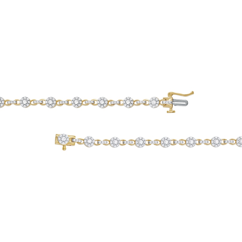 1.50 CT. T.W. Multi-Diamond Alternating Link Line Bracelet in 10K Gold - 7.25"