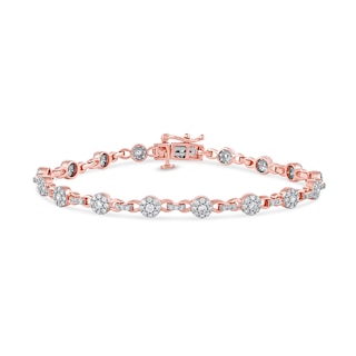 1.50 CT. T.W. Multi-Diamond Alternating Link Line Bracelet in 10K Rose Gold - 7.25"