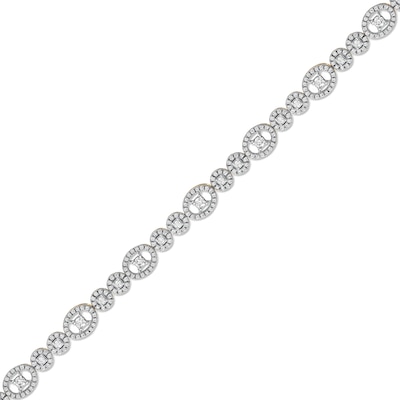 2.00 CT. T.W. Multi-Diamond Oval and Round Alternating Link Line Bracelet in 10K Gold