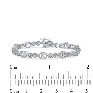 2.00 CT. T.W. Multi-Diamond Oval and Round Alternating Link Line Bracelet in 10K Gold