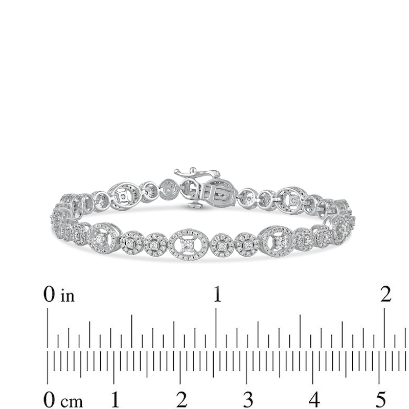 2.00 CT. T.W. Multi-Diamond Oval and Round Alternating Link Line Bracelet in 10K White Gold - 7.25"