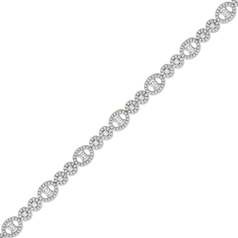 Main Image 1 of 2.00 CT. T.W. Multi-Diamond Oval and Round Alternating Link Line Bracelet in 10K Gold - 7.25&quot;