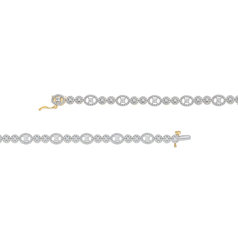 Main Image 3 of 2.00 CT. T.W. Multi-Diamond Oval and Round Alternating Link Line Bracelet in 10K Gold - 7.25&quot;