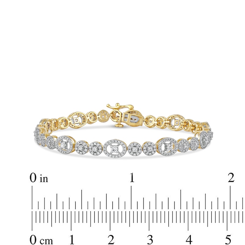 Main Image 4 of 2.00 CT. T.W. Multi-Diamond Oval and Round Alternating Link Line Bracelet in 10K Gold - 7.25&quot;