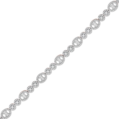 2.00 CT. T.W. Multi-Diamond Oval and Round Alternating Link Line Bracelet in 10K Rose Gold - 7.25"