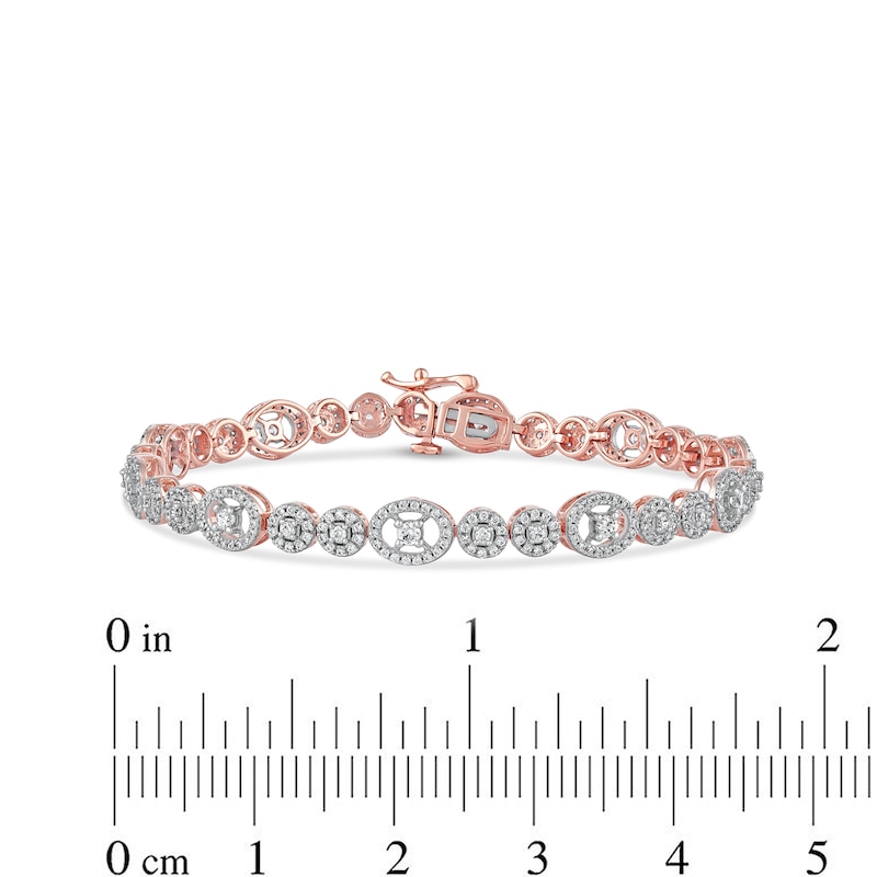 2.00 CT. T.W. Multi-Diamond Oval and Round Alternating Link Line Bracelet in 10K Rose Gold - 7.25"|Peoples Jewellers