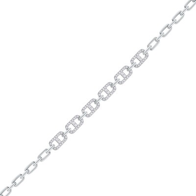 1.00 CT. T.W. Diamond Mariner Chain Alternating Link Bracelet in 10K Gold