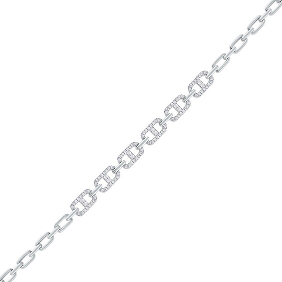 1.00 CT. T.W. Diamond Mariner Chain Alternating Link Bracelet in 10K Gold