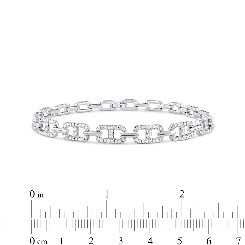 1.00 CT. T.W. Diamond Mariner Chain Alternating Link Bracelet in 10K White Gold - 8.5"