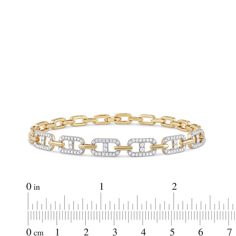 1.00 CT. T.W. Diamond Mariner Chain Alternating Link Bracelet in 10K Gold - 8.5"