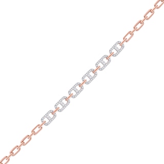 1.00 CT. T.W. Diamond Mariner Chain Alternating Link Bracelet in 10K Rose Gold - 8.5"