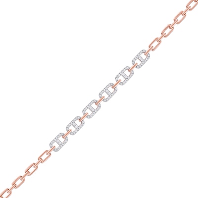 1.00 CT. T.W. Diamond Mariner Chain Alternating Link Bracelet in 10K Rose Gold - 8.5"