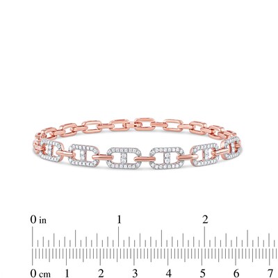 1.00 CT. T.W. Diamond Mariner Chain Alternating Link Bracelet in 10K Rose Gold - 8.5"