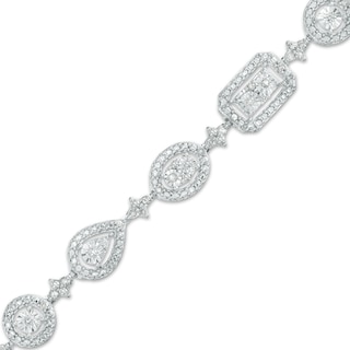 0.50 CT. T.W. Multi-Diamond Alternating Shape Line Bracelet in Sterling Silver – 7.5"