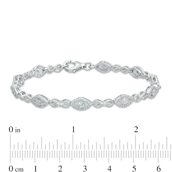 0.50 CT. T.W. Multi-Diamond Alternating Shape Line Bracelet in Sterling Silver – 7.5"