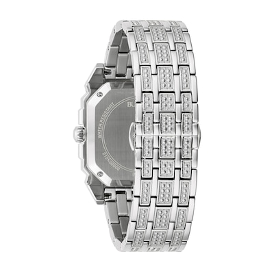 Men's Bulova Octava Crystal Accent Watch with Square Silver-Tone Dial (Model: 96A285)