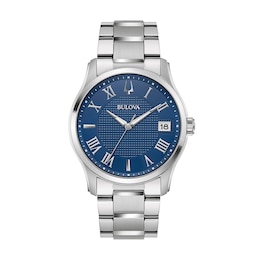 Men's Bulova Classic Wilton Watch with Blue Dial (Model: 96B386)