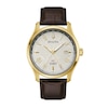 Thumbnail Image 0 of Men's Bulova Wilton Gold-Tone Automatic Brown Leather Strap Watch with White Dial (Model: 97B210)